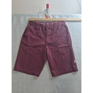 RVCA Chino Shorts Mens 32 Maroon Stretch Logo Casual Performance Everyday Wear